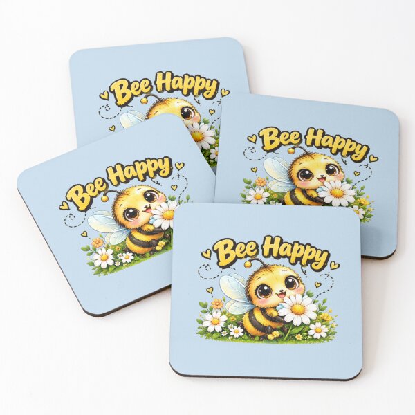 Item preview, Bee Happy – Cute Kawaii Bumblebee with Daisy designed and sold by MushArtist.