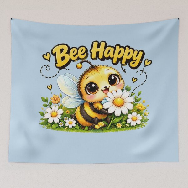 Item preview, Bee Happy – Cute Kawaii Bumblebee with Daisy designed and sold by MushArtist.