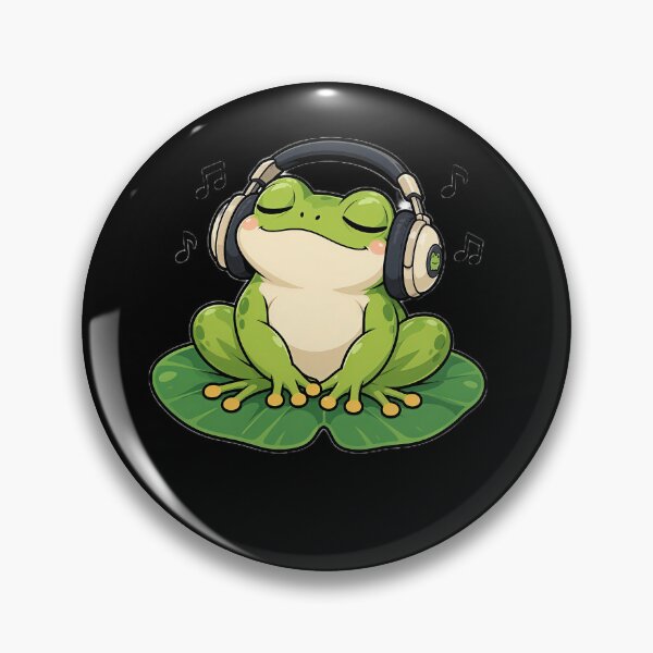 Item preview, Chill Lo-Fi Frog With Headphones Music Vibe designed and sold by ValhallaHub.