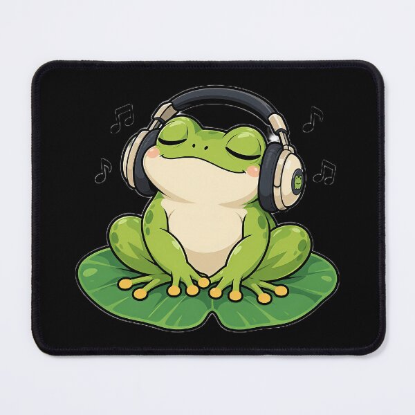 Item preview, Chill Lo-Fi Frog With Headphones Music Vibe designed and sold by ValhallaHub.