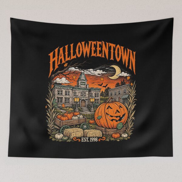 Item preview, Vintage Halloween Pumpkin Town Autumn Night designed and sold by River Silva.