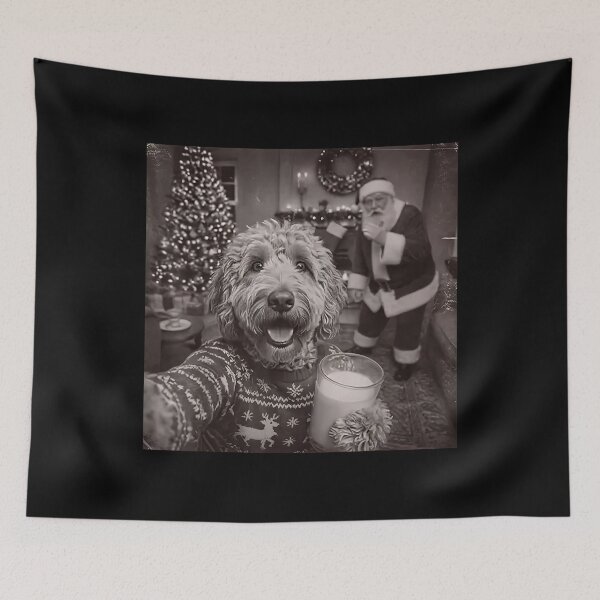 Item preview, Funny Christmas Dog Selfie with Santa designed and sold by StanaLuis.