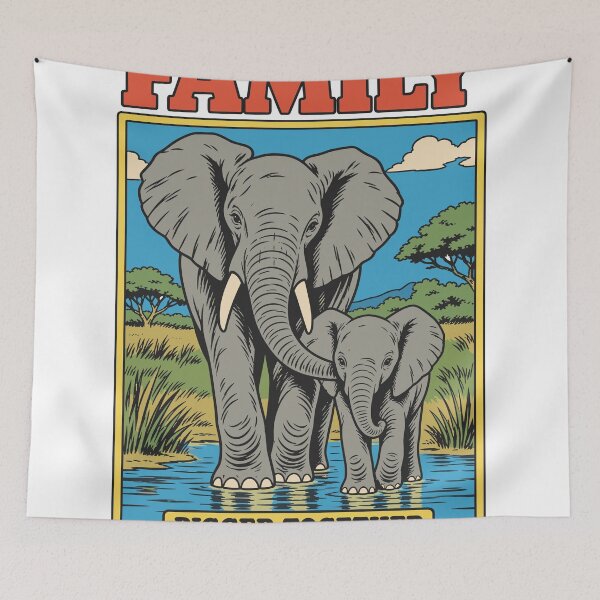 Item preview, The Power of Family Elephant Vintage Comic Art designed and sold by JOSUQART.