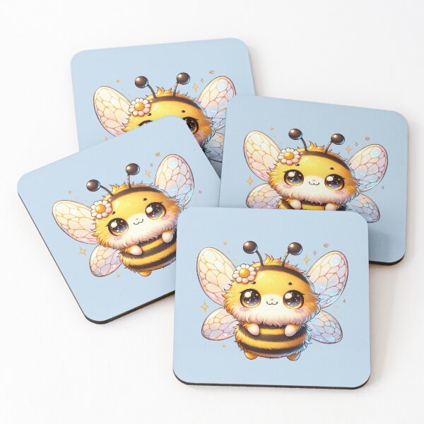 Item preview, Bee Happy – Cute Kawaii Bumblebee with Daisy designed and sold by MushArtist.