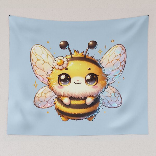 Item preview, Bee Happy – Cute Kawaii Bumblebee with Daisy designed and sold by MushArtist.