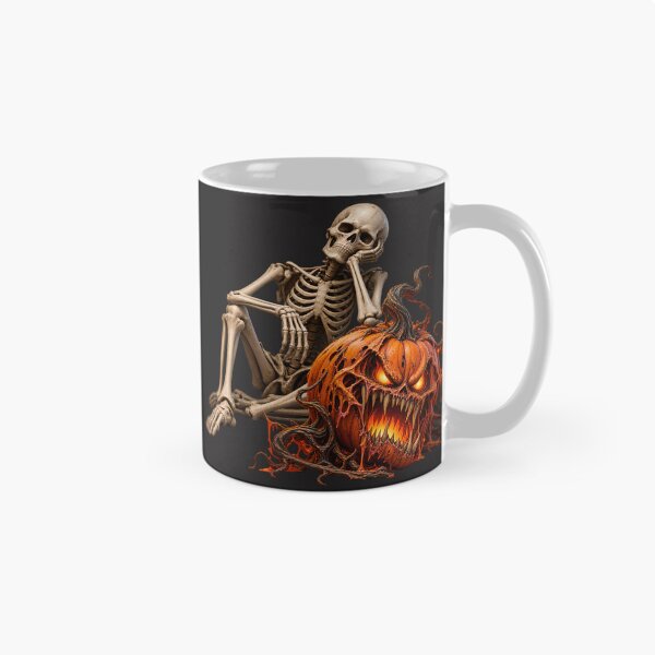 Item preview, Bored Skeleton vs Evil Pumpkin Monster – Funny Spooky Halloween Design designed and sold by Les-Ink-Studio.