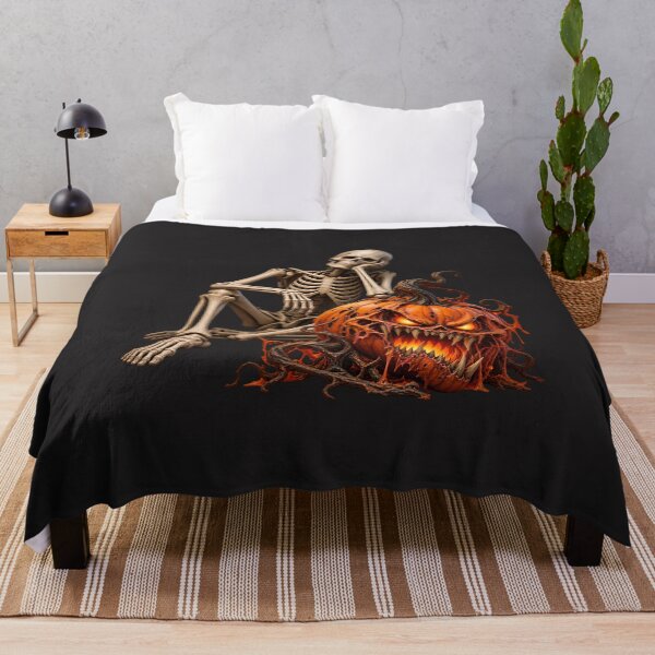 Item preview, Bored Skeleton vs Evil Pumpkin Monster – Funny Spooky Halloween Design designed and sold by Les-Ink-Studio.