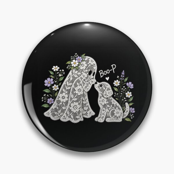 Item preview, Floral Lace Ghost Booping a Cute Dog  designed and sold by StanaLuis.