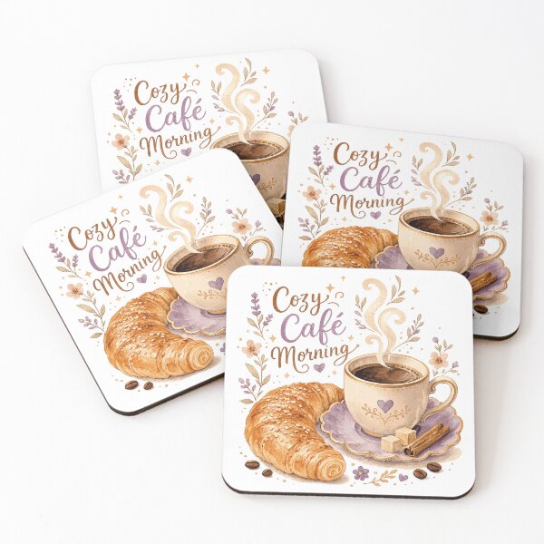 Item preview, Cozy Cafe Morning Coffee and Croissant Cottagecore Breakfast Art designed and sold by inkoutninja.