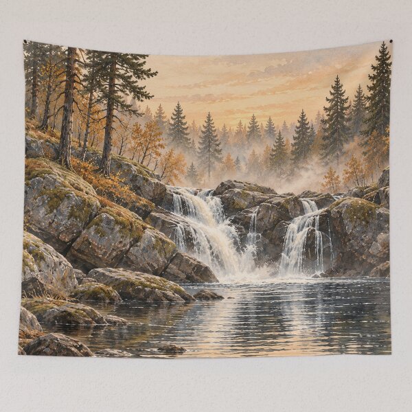 Item preview, Autumn Forest Waterfall Landscape designed and sold by NordenPosters.