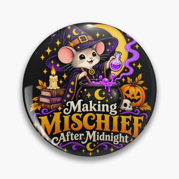 Item preview, Cute Wizard Mouse Making Mischief After Midnight – Witchy Halloween Potion designed and sold by Sanika arts .