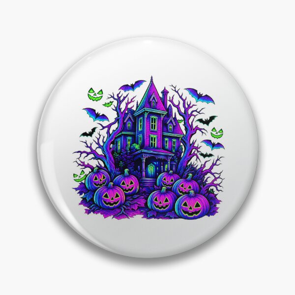 Item preview, Neon Halloween Haunted House Spooky Pumpkin Night designed and sold by Taniyah Gomes.