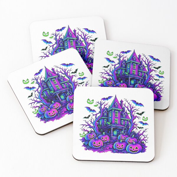 Item preview, Neon Halloween Haunted House Spooky Pumpkin Night designed and sold by Taniyah Gomes.
