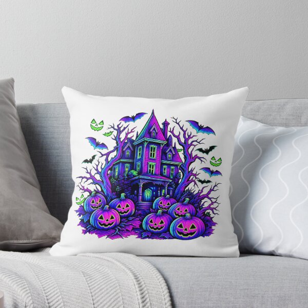 Item preview, Neon Halloween Haunted House Spooky Pumpkin Night designed and sold by Taniyah Gomes.