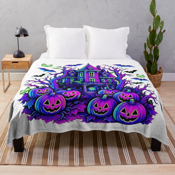 Item preview, Neon Halloween Haunted House Spooky Pumpkin Night designed and sold by Taniyah Gomes.