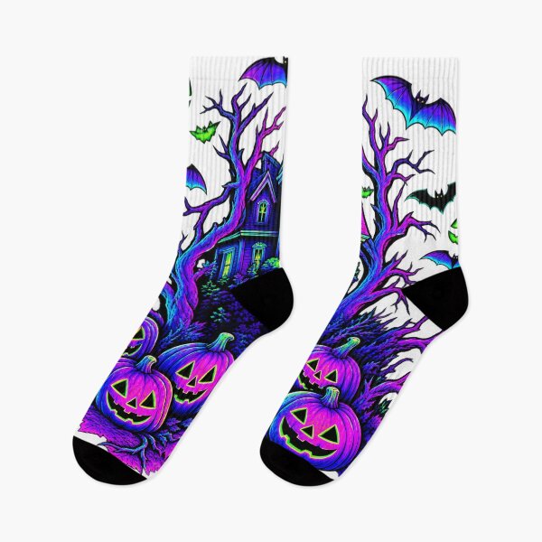 Item preview, Neon Halloween Haunted House Spooky Pumpkin Night designed and sold by Taniyah Gomes.