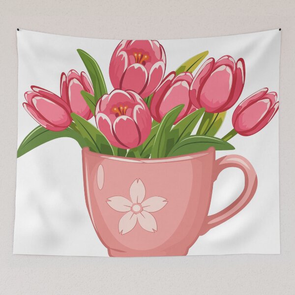 Item preview, Pink Mug with Tulips – Cute Spring Floral Design designed and sold by CheriTanya.