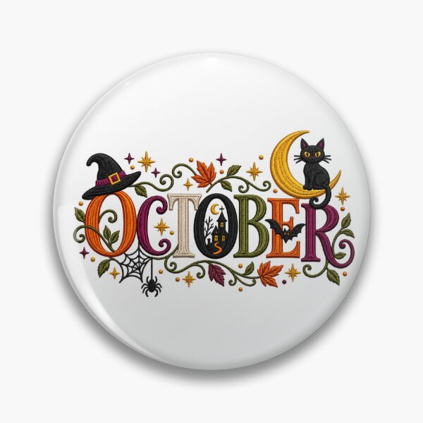 Item preview, October Halloween Lettering with Black Cat designed and sold by Taniyah Gomes.