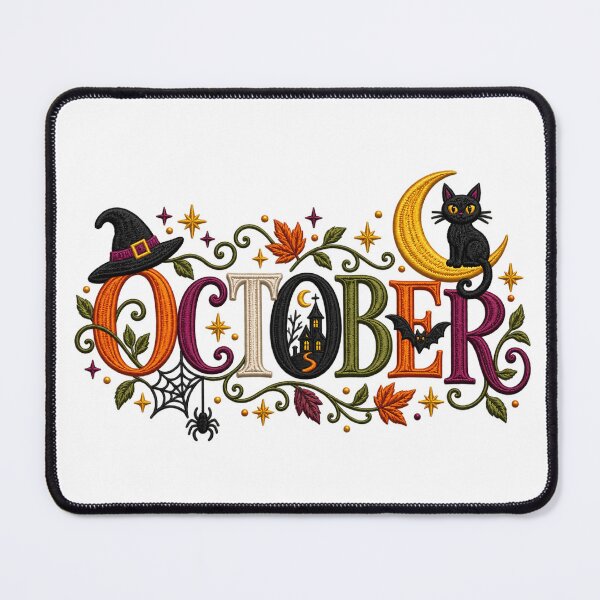 Item preview, October Halloween Lettering with Black Cat designed and sold by Taniyah Gomes.