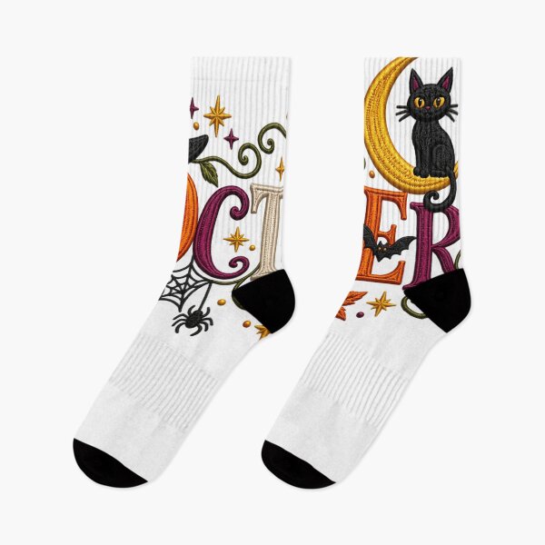 Item preview, October Halloween Lettering with Black Cat designed and sold by Taniyah Gomes.