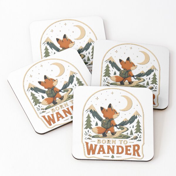 Item preview, Born to Wander Fox – Vintage Mountain Adventure and Hiking Nature Art designed and sold by dreamz-world.