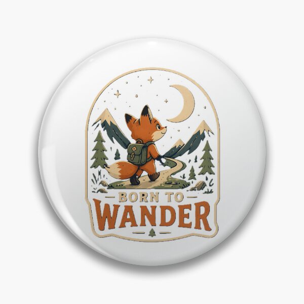 Item preview, Born to Wander Fox – Vintage Mountain Adventure and Hiking Nature Art designed and sold by dreamz-world.