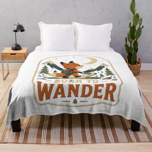 Item preview, Born to Wander Fox – Vintage Mountain Adventure and Hiking Nature Art designed and sold by dreamz-world.