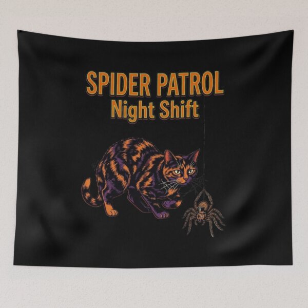 Item preview, Spider Patrol Cat Funny Halloween Tortie Cat Mom Gift Spooky Season Cat Bug Hunter Cat designed and sold by FurRealStudioCo.