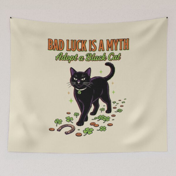 Item preview, Bad Luck Is a Myth Black Cat  Adopt a Black Cat  Black Cat Rescue Gift Halloween Cat Lover Cat Mom designed and sold by FurRealStudioCo.
