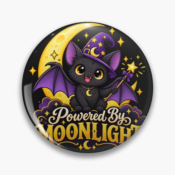 Item preview, Cute Witchy Bat Powered by Moonlight – Kawaii Halloween Magic Bat designed and sold by Sanika arts .
