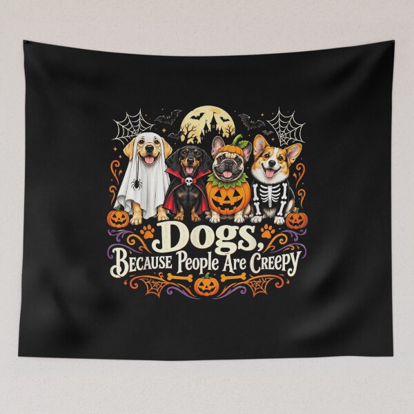 Item preview, Four Halloween Dogs in Cute Spooky Costumes designed and sold by 68MadagascarZoo.