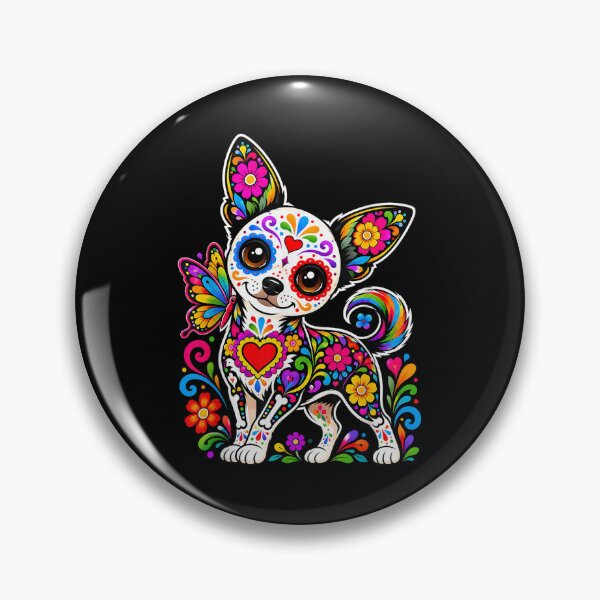 Item preview, Colorful Sugar Skull Chihuahua with Floral Butterfly designed and sold by 68MadagascarZoo.