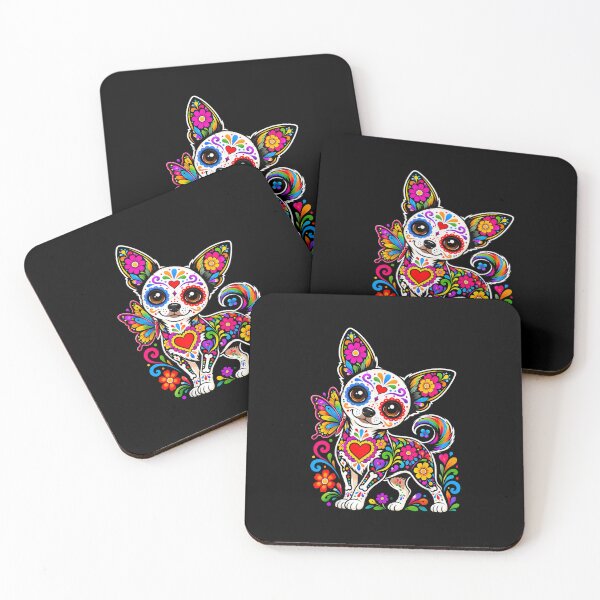 Item preview, Colorful Sugar Skull Chihuahua with Floral Butterfly designed and sold by 68MadagascarZoo.