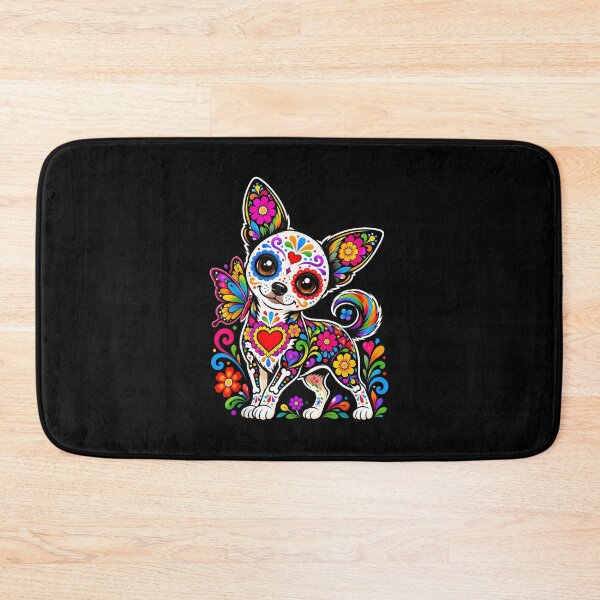Item preview, Colorful Sugar Skull Chihuahua with Floral Butterfly designed and sold by 68MadagascarZoo.