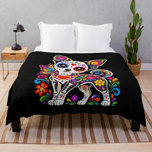 Item preview, Colorful Sugar Skull Chihuahua with Floral Butterfly designed and sold by 68MadagascarZoo.