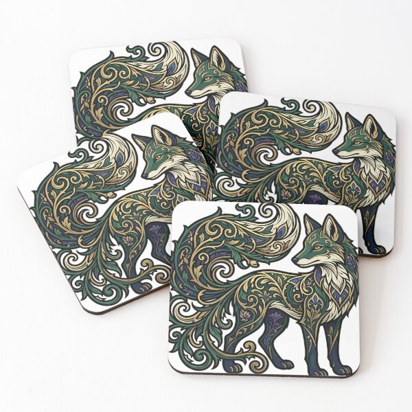 Item preview, Art Nouveau Fox - Flowing Tail Botanical Emblem designed and sold by IllumeInk.