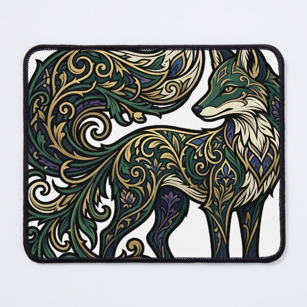 Item preview, Art Nouveau Fox - Flowing Tail Botanical Emblem designed and sold by IllumeInk.