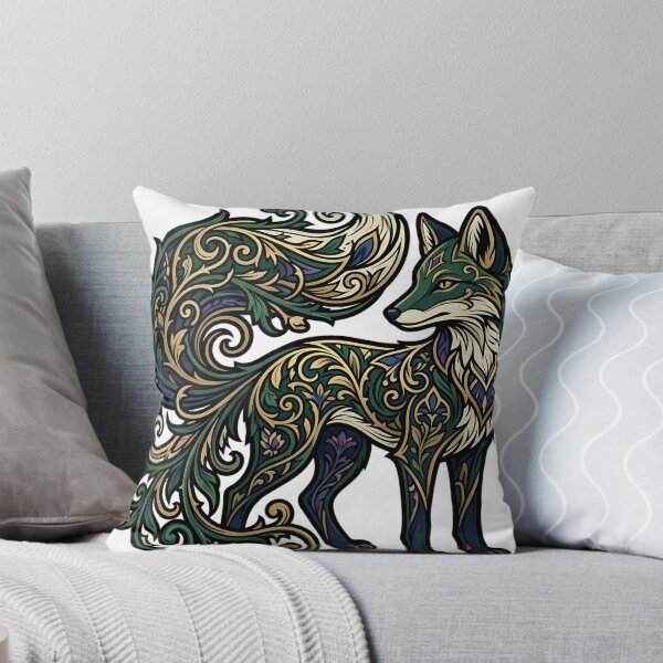Item preview, Art Nouveau Fox - Flowing Tail Botanical Emblem designed and sold by IllumeInk.