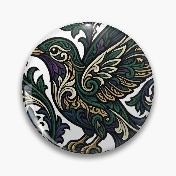 Item preview, Art Nouveau Hummingbird - Flowing Wing Botanical Emblem designed and sold by IllumeInk.