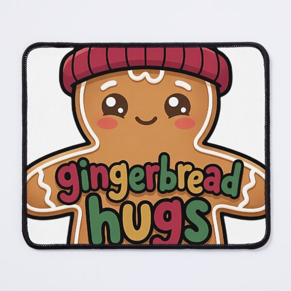 Item preview, Cute Christmas Gingerbread Man in a Knitted Bobble Hat - Gingerbread Hugs designed and sold by pumsquare.