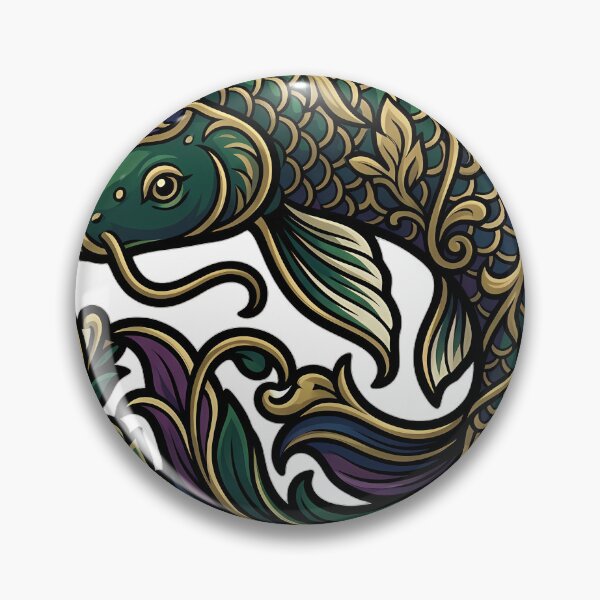 Item preview, Art Nouveau Koi - Flowing Fin Botanical Emblem designed and sold by IllumeInk.