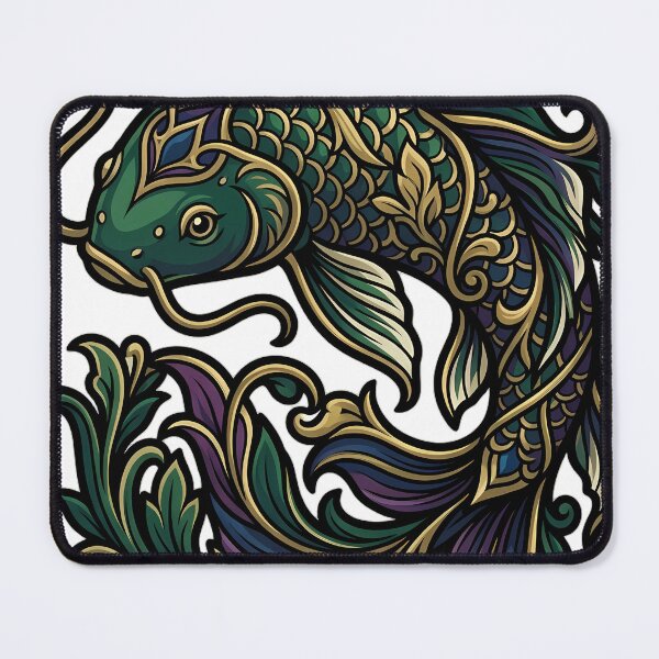 Item preview, Art Nouveau Koi - Flowing Fin Botanical Emblem designed and sold by IllumeInk.