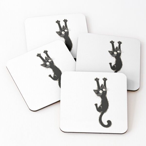 Item preview, Black Cat Holding On Funny Climbing Cat designed and sold by sollunadesignns.