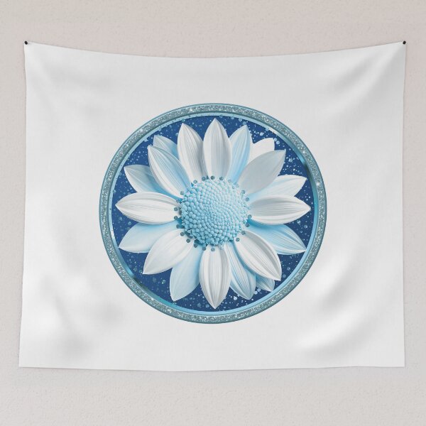 Item preview, Ocean Blue Dahlia Sparkle Glitter Floral Mandala designed and sold by MinimalAurashop.