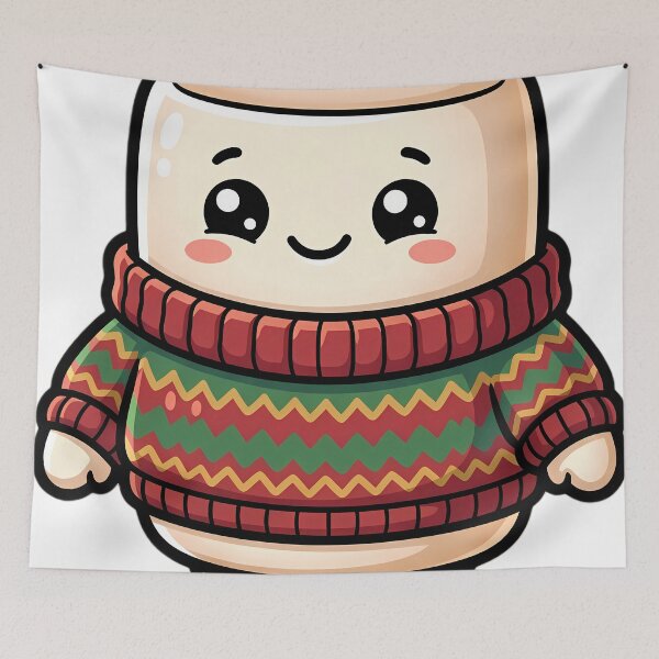 Item preview, Cute Christmas Marshmallow Kid in a Knitted Sweater designed and sold by pumsquare.