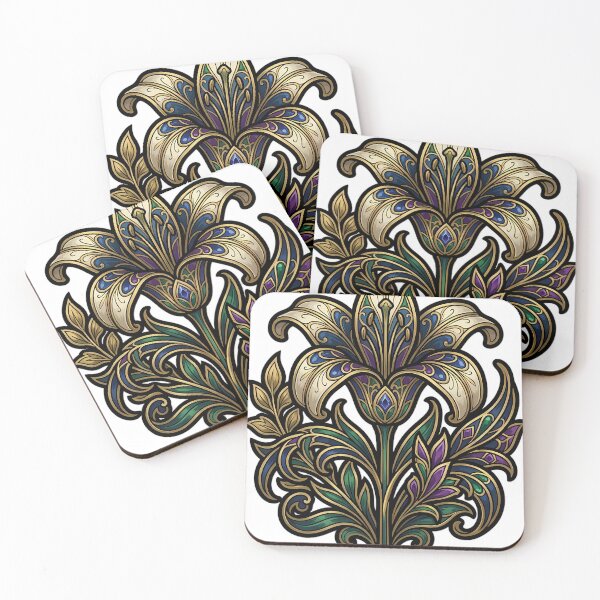 Item preview, Art Nouveau Lily - Curved Petal Botanical Emblem designed and sold by IllumeInk.