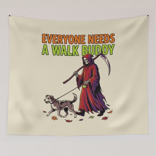 Item preview, Grim Reaper Walking Dog Funny Gothic Dog Lover Spooky Dog Mom Gift Dark Humor Halloween designed and sold by FurRealStudioCo.