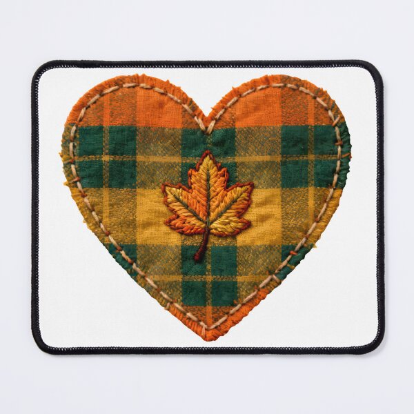 Item preview, Plaid Patchwork Heart Embroidered Autumn Maple Leaf designed and sold by abdelski.