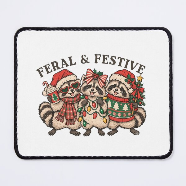 Item preview, Feral & Festive, Funny Christmas Raccoons designed and sold by abb-cotrim-hale.