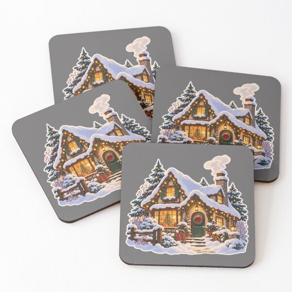 Item preview, Cozy Christmas Winter Cottage Illustration designed and sold by Glottopia.